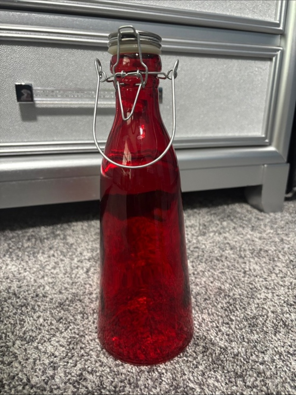 Red Glass Bottle with Swing Top Cap
